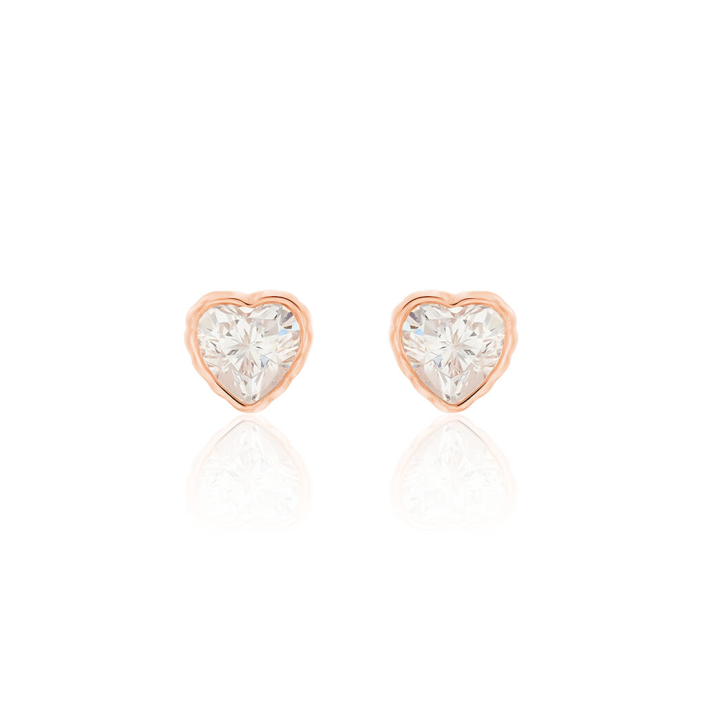Boucles D'oreilles Puces Kadidjatou Or Rose Oxyde De Zirconium - Clous d'oreilles Famille | Histoire d’Or