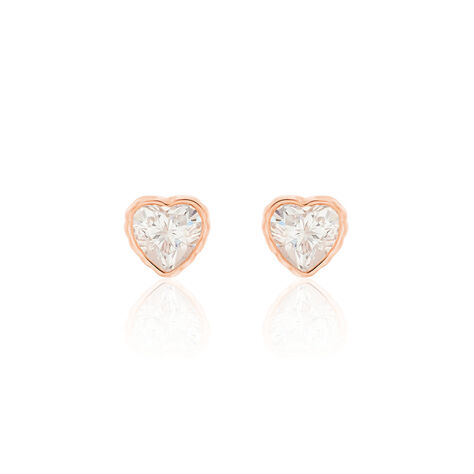 Boucles D'oreilles Puces Kadidjatou Or Rose Oxyde De Zirconium - Clous d'oreilles Famille | Histoire d’Or