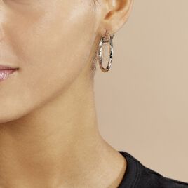 Créoles Diane Carrées Helicoidales Argent Blanc - Boucles d'oreilles créoles Femme | Histoire d’Or
