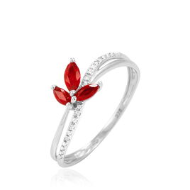 Bague Maura Or Blanc Rubis Et Diamant - Bagues avec pierre Femme | Histoire d’Or