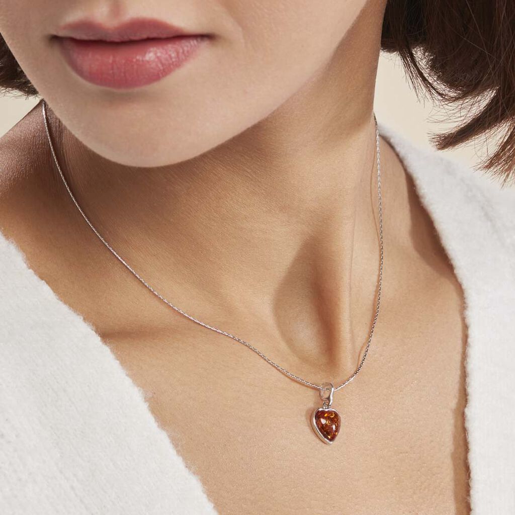 Collier Argent Blanc Karyl Ambre - Colliers Coeur Femme | Histoire d’Or