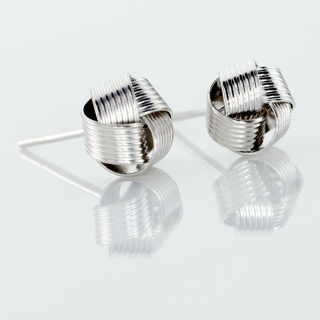 Boucles D'oreilles Puces Albanne Argent Blanc - Boucles d'oreilles fantaisie Femme | Histoire d’Or