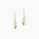 Boucles D'Oreilles Pendantes Usha Or Jaune Emeraude - Boucles d'oreilles pendantes Femme | Histoire d&rsquo;Or