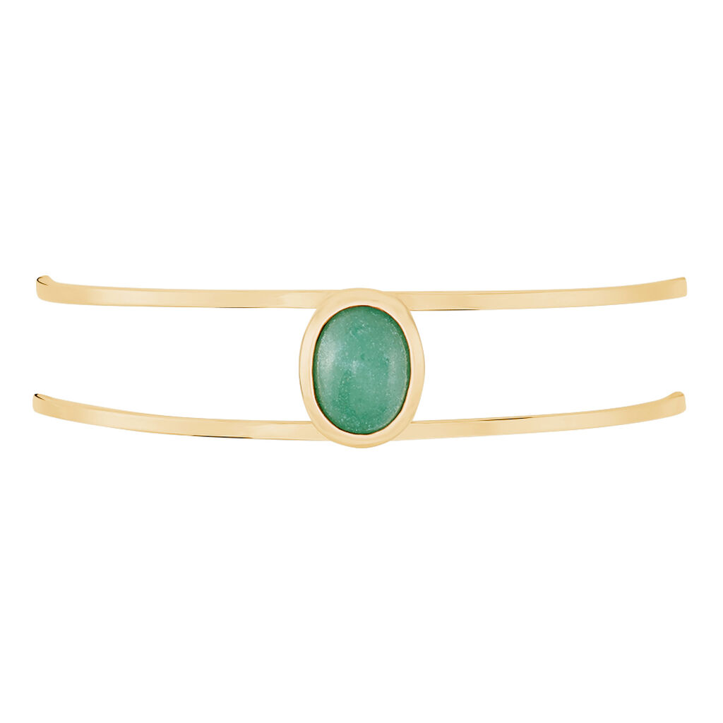 Bracelet Jonc Veina Plaqu&eacute; Or Jaune Aventurine - Bracelets joncs Femme | Histoire d&rsquo;Or