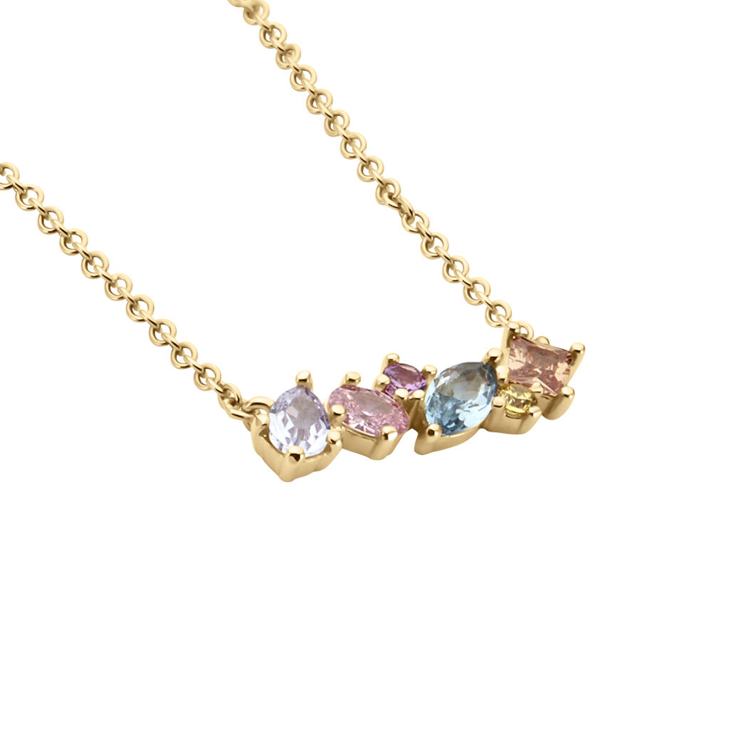 Collier Ikaia Plaqué Or Jaune Aqua Marine Synthétique Oxyde - Colliers Femme | Histoire d’Or