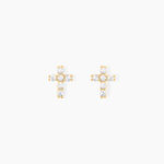 Boucles D'oreilles Puces Luna Or Jaune Oxyde De Zirconium - Clous d'oreilles Femme | Histoire d&rsquo;Or