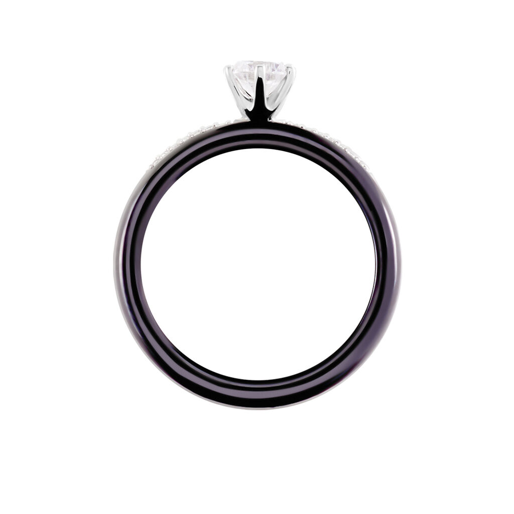 Bague Solitaire Ceramik Design Argent  Oxyde De Zirconium Et Céramique - Bagues solitaires Femme | Histoire d’Or