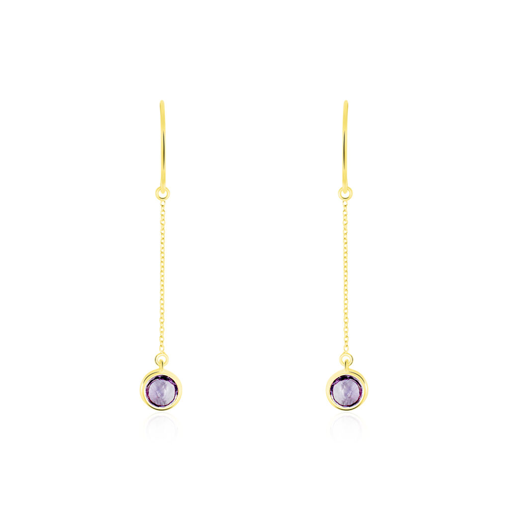 Boucles D'oreilles Pendantes Arenale Or Jaune Amethyste - Boucles d'oreilles pendantes Femme | Histoire d’Or