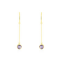 Boucles D'oreilles Pendantes Arenale Or Jaune Amethyste