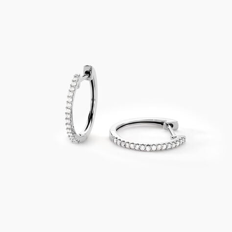 Cr&eacute;oles Aryanna Rondes Or Blanc Diamant - Boucles d'oreilles cr&eacute;oles Femme | Histoire d&rsquo;Or