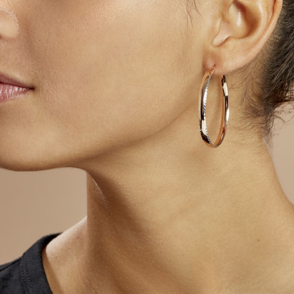Créoles Argent Rose Ava - Boucles d'oreilles créoles Femme | Histoire d’Or