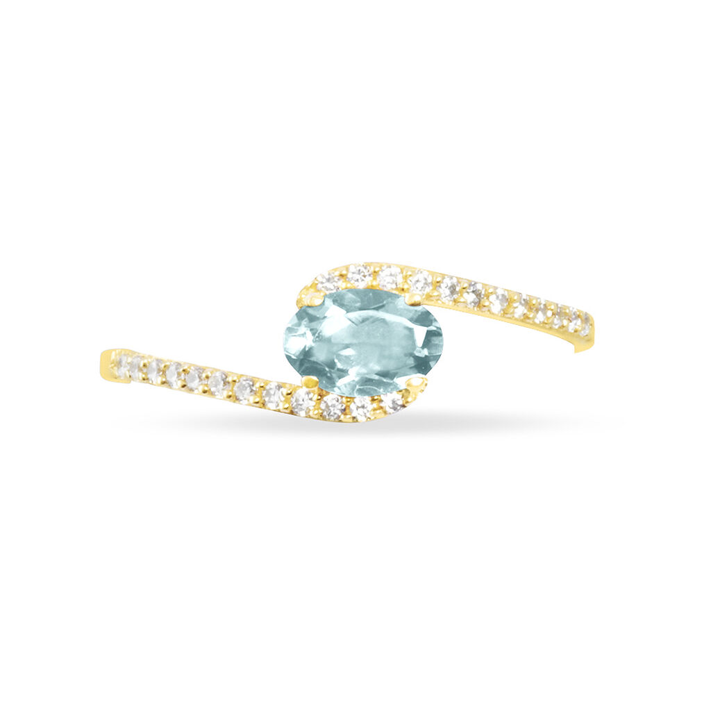 Bague Loriane Or Jaune Aigue Marine Et Diamant - Bagues solitaires Femme | Histoire d’Or