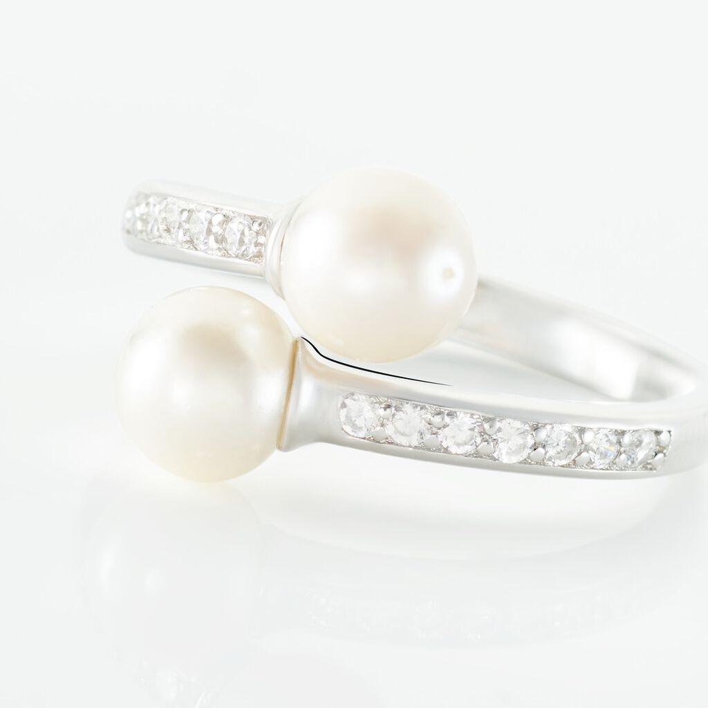Bague Ajustable Argent Blanc Jeronimo Perle Oxydes De Zirconium - Bagues avec pierre Femme | Histoire d&rsquo;Or