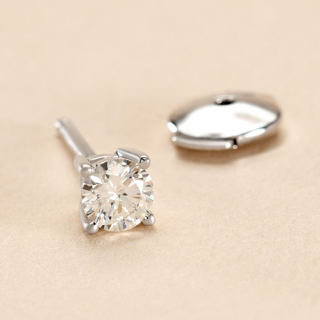 Boucle D'oreille Puce Unitaire Victoria Or Blanc Diamant - Piercings d'oreilles Famille | Histoire d&rsquo;Or