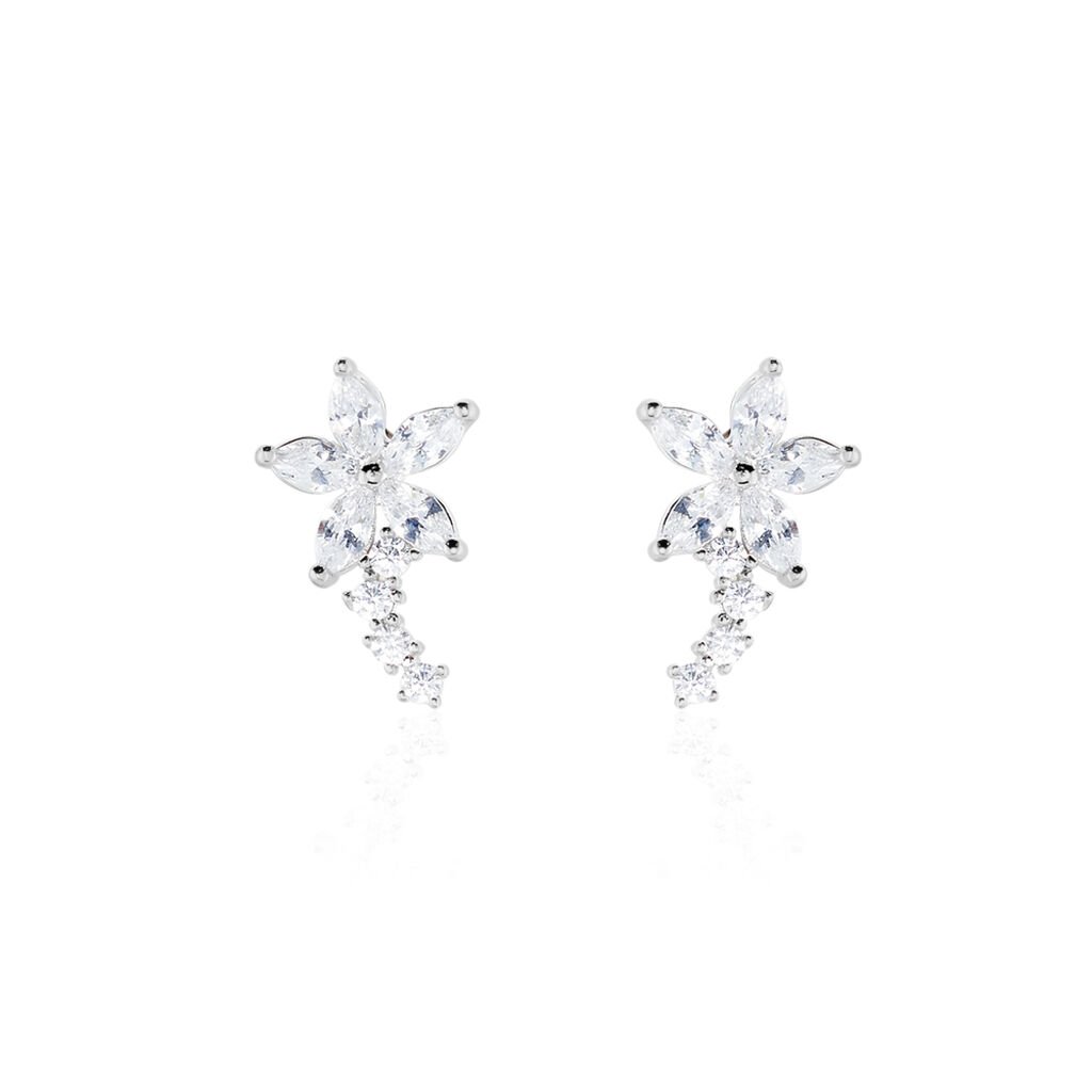 Boucles D'oreilles Puces Argent Blanc Florencio Oxydes De Zirconium - Boucles d'oreilles fantaisie Femme | Histoire d’Or