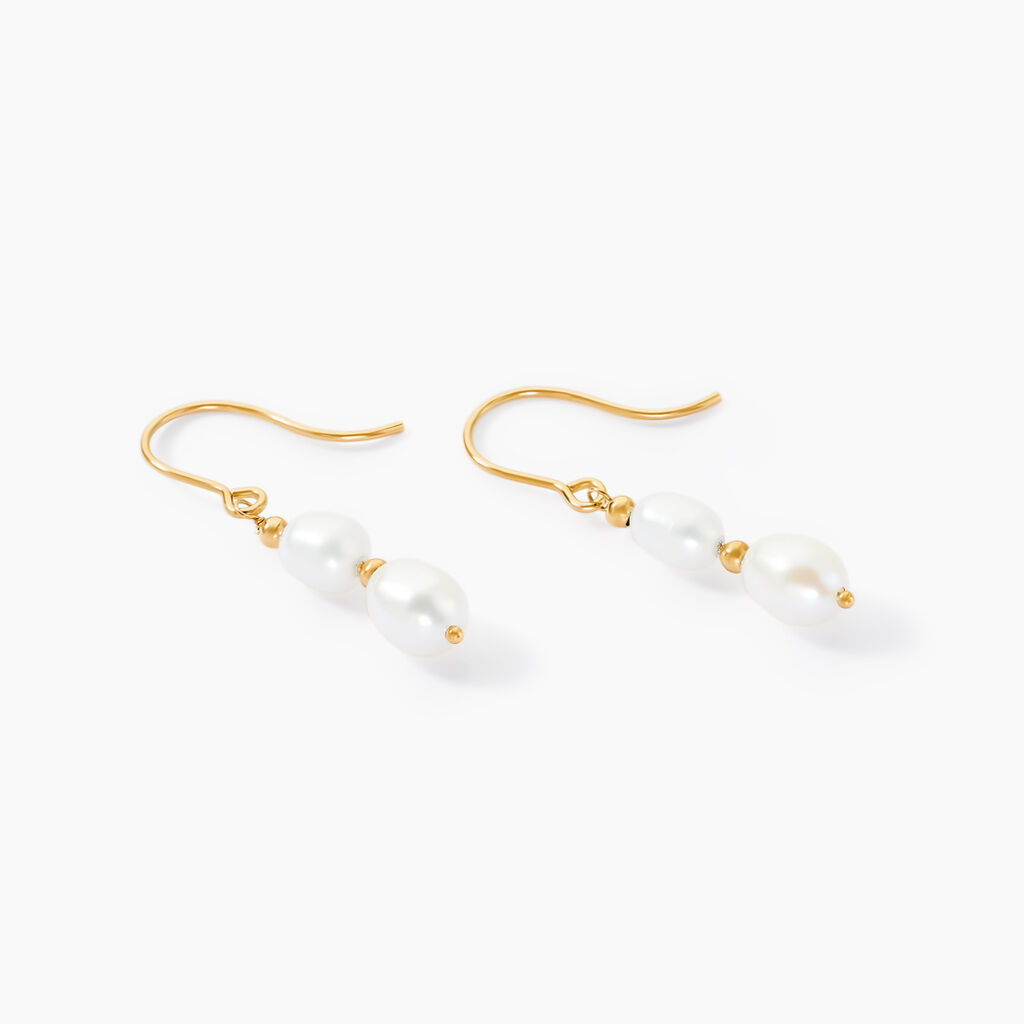Boucles D'oreilles Pendantes Pearly Or Jaune Perle De Culture - Boucles d'oreilles pendantes Femme | Histoire d’Or