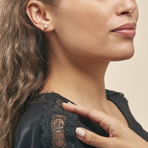 Boucles D'oreilles Puces Fidelia Boule Sablee Or Jaune - Clous d'oreilles Femme | Histoire d’Or