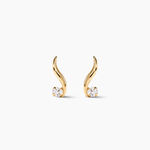 Boucles D'oreilles Puces Beryl Virgule Or Jaune Oxyde De Zirconium - Clous d'oreilles Femme | Histoire d&rsquo;Or