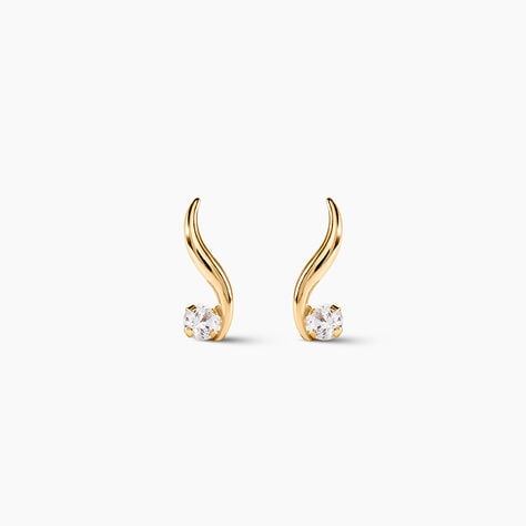 Boucles D'oreilles Puces Beryl Virgule Or Jaune Oxyde De Zirconium - Clous d'oreilles Femme | Histoire d&rsquo;Or