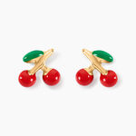 Boucles D'oreilles Puces Cherry Cerise Or Jaune - Clous d'oreilles Enfant | Histoire d&rsquo;Or