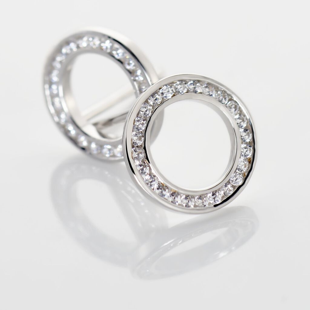 Boucles D'oreilles Puces Prisco Argent Blanc Oxyde De Zirconium - Boucles d'oreilles fantaisie Femme | Histoire d’Or