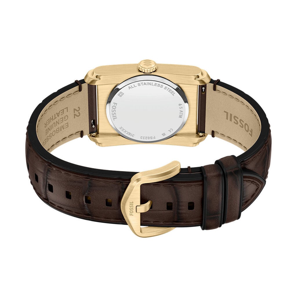 Montre Fossil Carraway Jumping Hour Dor&eacute; - Montres &eacute;tanches Homme | Histoire d&rsquo;Or