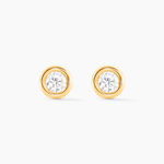 Boucles D'oreilles Puces Eden Serti Pneu Or Jaune Oxyde De Zirconium - Clous d'oreilles Femme | Histoire d&rsquo;Or