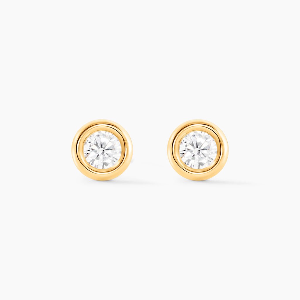 Boucles D'oreilles Puces Eden Serti Pneu Or Jaune Oxyde De Zirconium - Clous d'oreilles Femme | Histoire d’Or