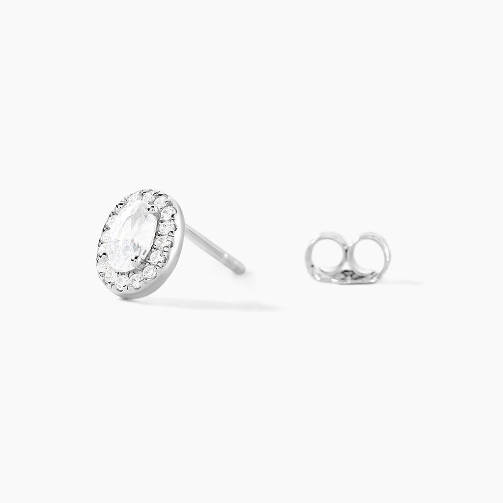 Boucles D'oreilles Puces Albertina Argent Blanc Oxyde De Zirconium - Boucles d'oreilles fantaisie Femme | Histoire d&rsquo;Or