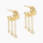 Boucles D'Oreilles Pendantes Aurore Acier Jaune Oxyde De Zirconium - Boucles d'oreilles empierr&eacute;es Femme | Histoire d&rsquo;Or