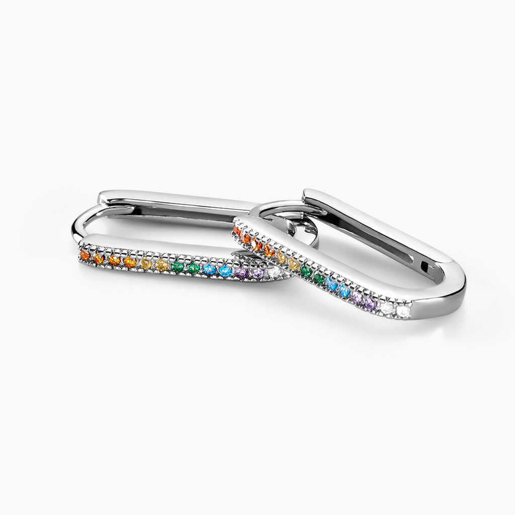 Créoles Lutetia Argent Blanc Oxyde De Zirconium - Boucles d'oreilles créoles Femme | Histoire d’Or