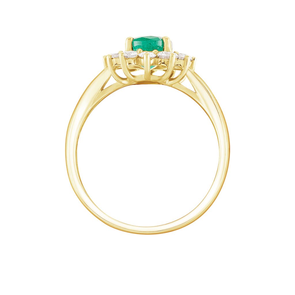 Bague Or Jaune Emeraude Diamants - Bagues solitaires Femme | Histoire d’Or