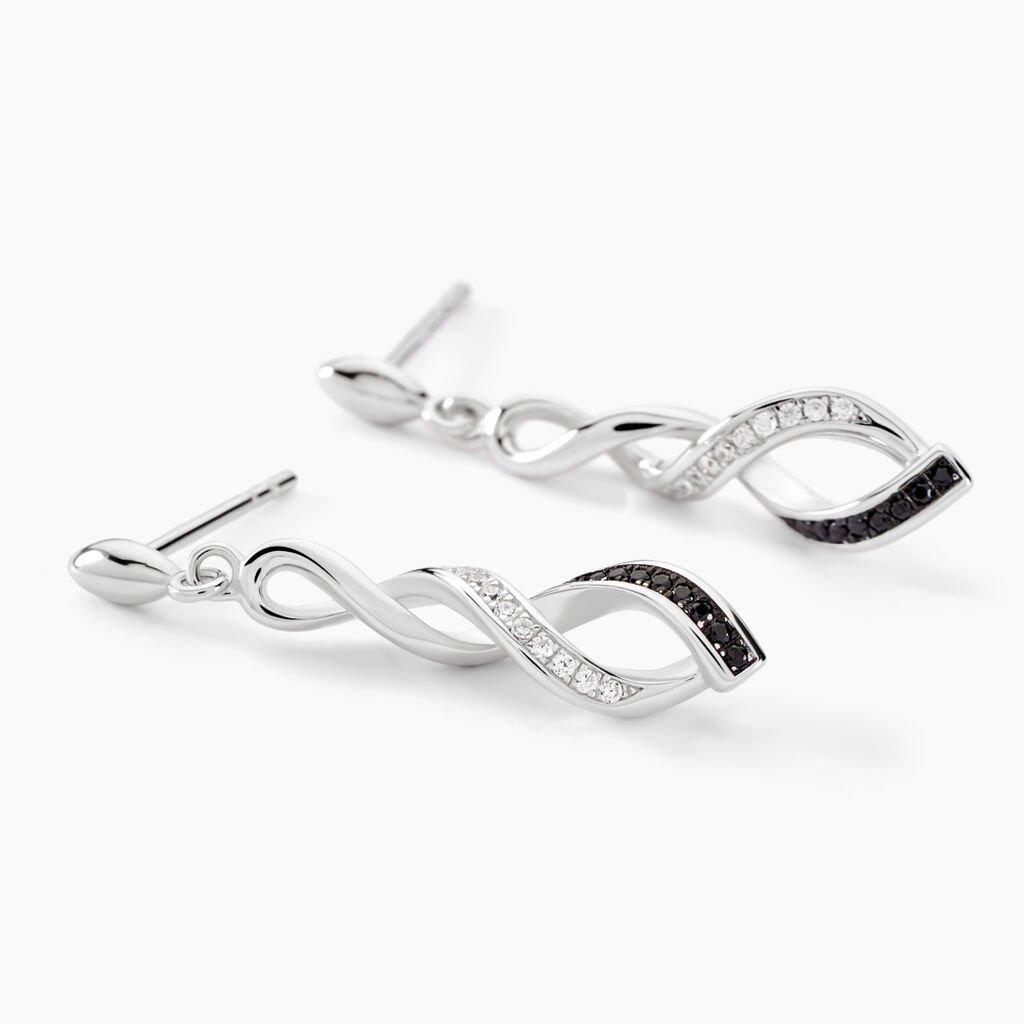 Boucles D'oreilles Pendantes Claudia Argent Blanc Oxyde De Zirconium - Boucles d'oreilles fantaisie Femme | Histoire d’Or