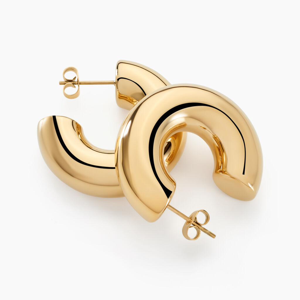 Cr&eacute;oles Letty Acier Jaune Sans Pierre - Boucles d'oreilles cr&eacute;oles Femme | Histoire d&rsquo;Or