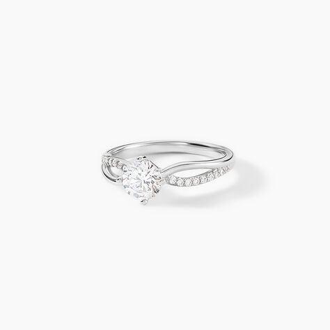 Bague Solitaire Essie Argent Blanc Oxyde De Zirconium - Bagues de fian&ccedil;ailles ronde Femme | Histoire d&rsquo;Or