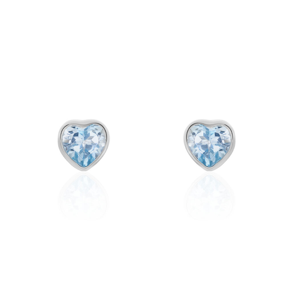 Boucles D'oreilles Puces Klodina Or Blanc Topaze - Clous d'oreilles Femme | Histoire d’Or