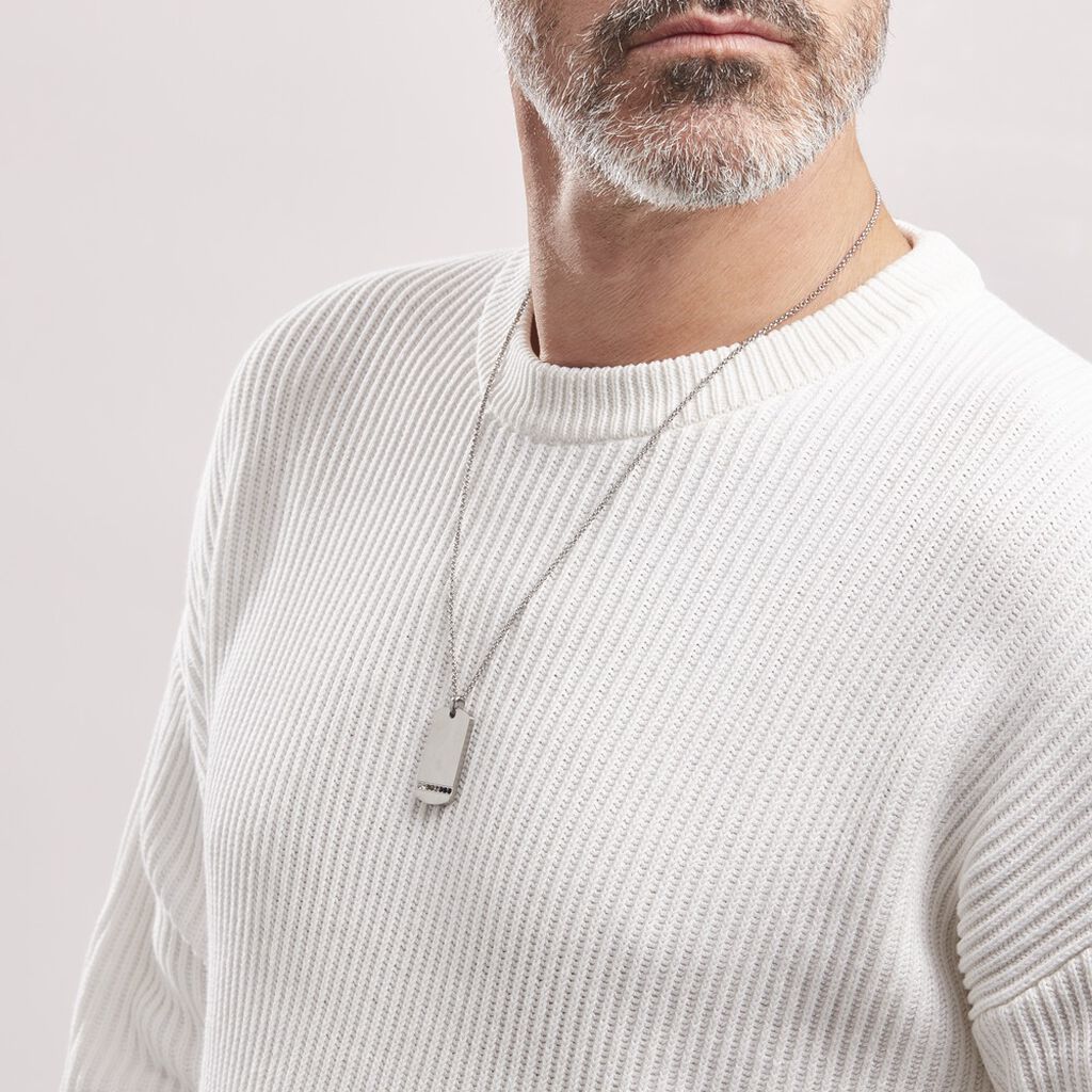 Collier Acier Blanc Ghislain Cristaux - Colliers fantaisie Homme | Histoire d’Or