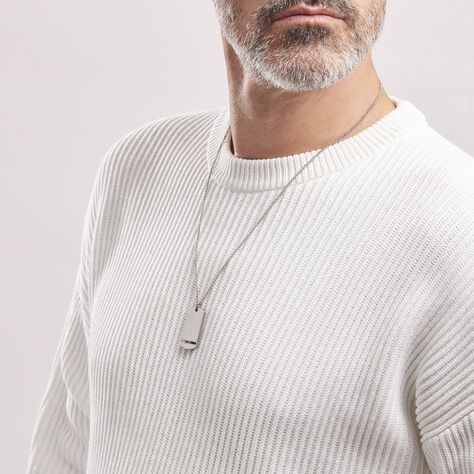 Collier Acier Blanc Ghislain Cristaux - Colliers fantaisie Homme | Histoire d’Or