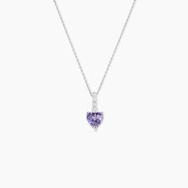 Collier Or Blanc Fany Améthyste Oxydes De Zirconium - Colliers Femme | Histoire d’Or