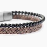 Bracelet Jourdan Cuir De Vache Marron Onyx - Bracelets Cuir Homme | Histoire d&rsquo;Or