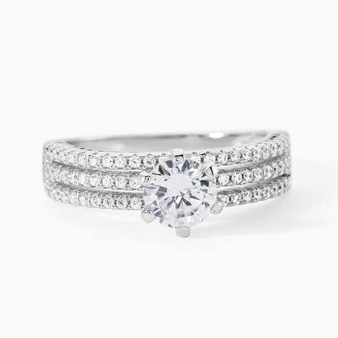 Bague Solitaire Ellora Argent Blanc Oxyde De Zirconium - Bagues solitaires Femme | Histoire d&rsquo;Or