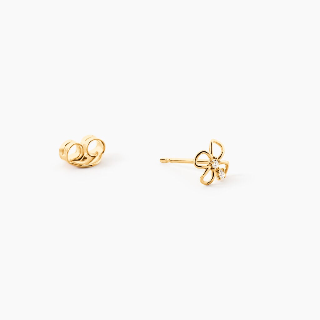 Boucles D'Oreilles Puces Bas Or Jaune Oxyde De Zirconium - Clous d'oreilles Femme | Histoire d&rsquo;Or