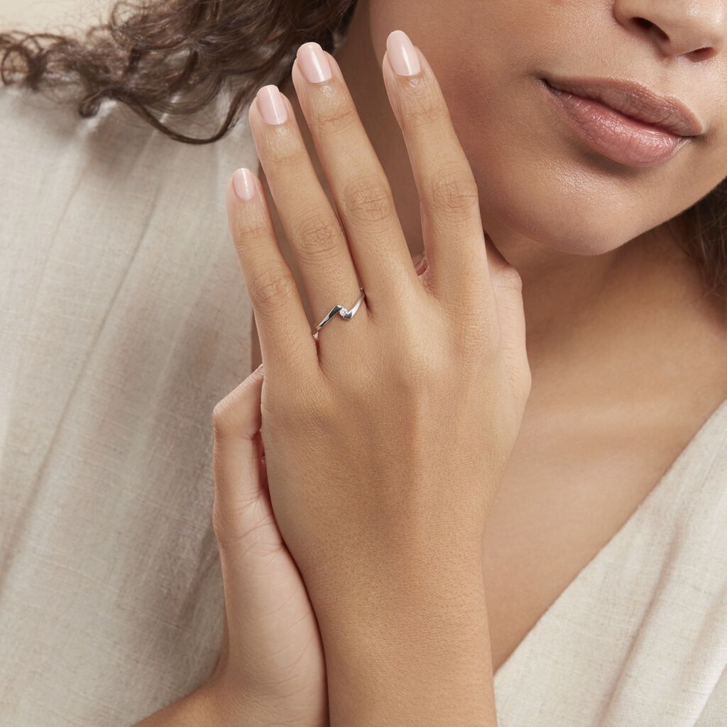 Bague Or Blanc Diamant - Bagues solitaires Femme | Histoire d’Or