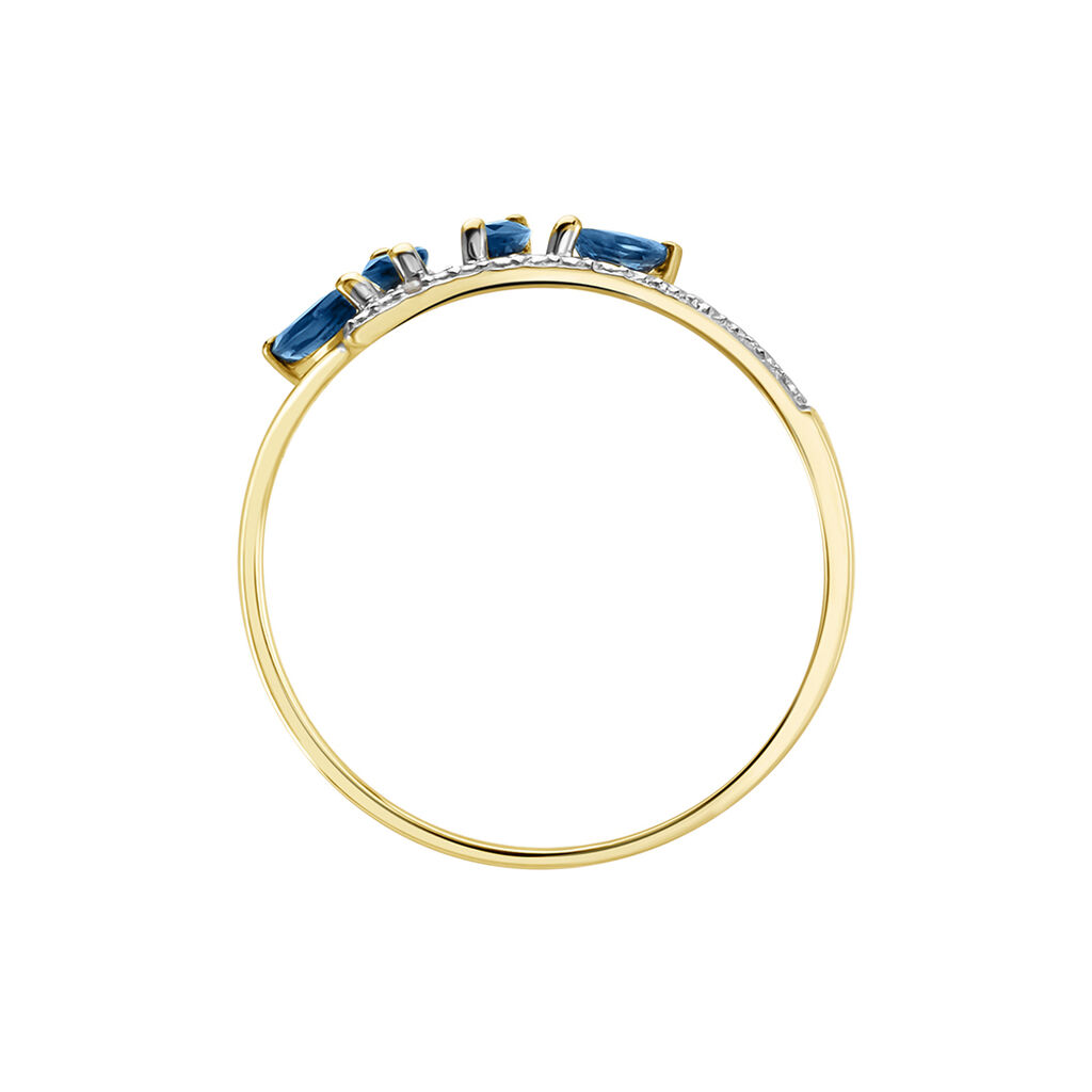 Bague Navette Or Jaune Saphir Diamant - Bagues avec pierre Femme | Histoire d&rsquo;Or