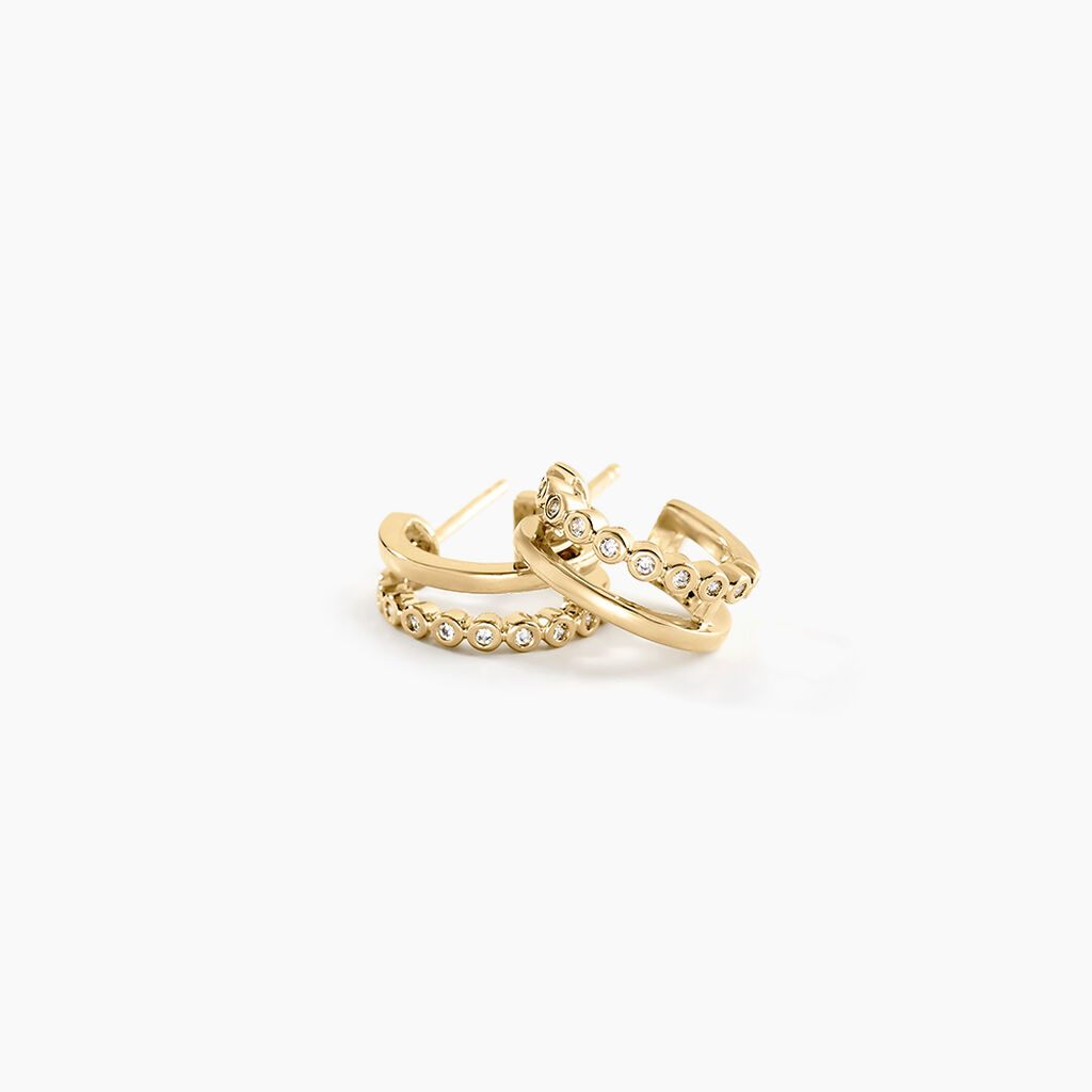 Créoles Plaqué Or Jaune Par Oxyde De Zirconium - Boucles d'oreilles créoles Femme | Histoire d’Or