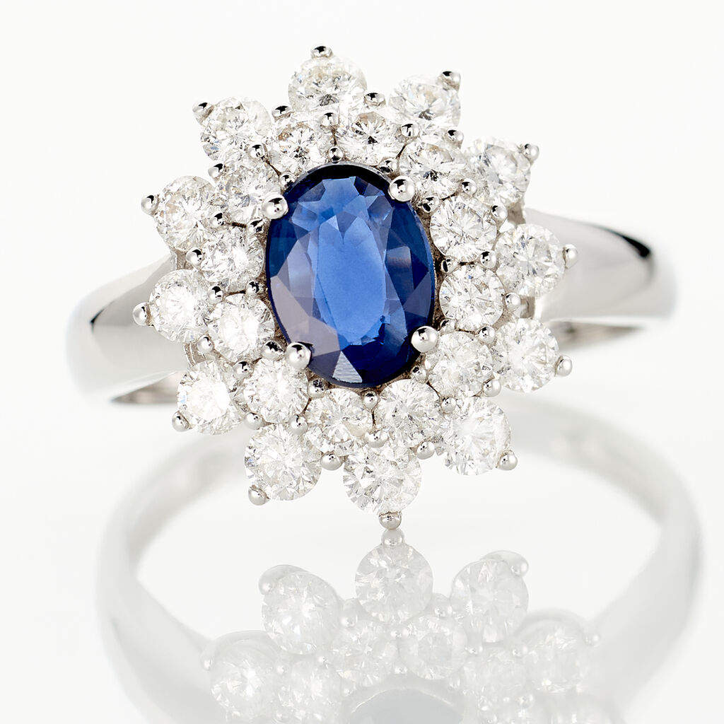 Bague Ivan Or Blanc Saphir Et Diamant - Bagues solitaires Femme | Histoire d’Or