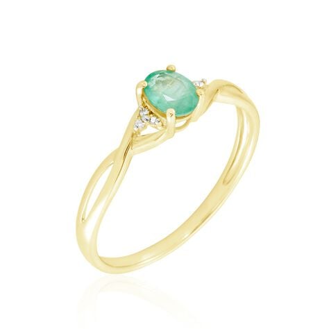 Bague Or Jaune Cassie Emeraude Diamants - Bagues solitaires Femme | Histoire d’Or