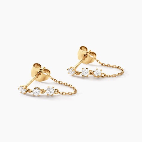 Boucles D'oreilles Puces Yale Or Jaune Diamant Synth&eacute;tique - Clous d'oreilles Femme | Histoire d&rsquo;Or
