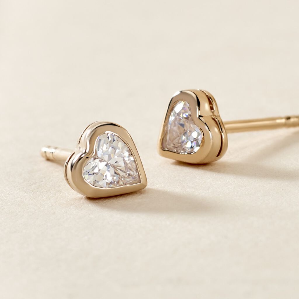 Boucles D'oreilles Puces Femie Plaqué Or Jaune Oxyde De Zirconium - Boucles d'oreilles fantaisie Femme | Histoire d’Or