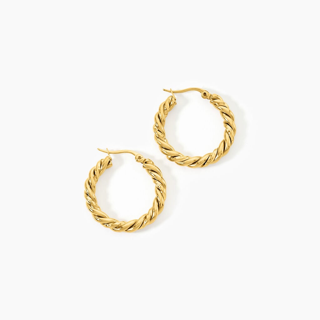 Cr&eacute;oles Ambra Acier Jaune - Boucles d'oreilles cr&eacute;oles Femme | Histoire d&rsquo;Or